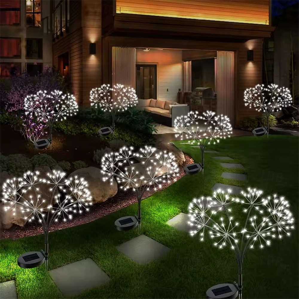 Guirlande lumineuse solaire en forme de pissenlit, effet feu d'artifice - 2 modes d'éclairage pour jardin, pelouse, camping, décoration de fête (1 pièce) de 2026 ? $19.99 –P10