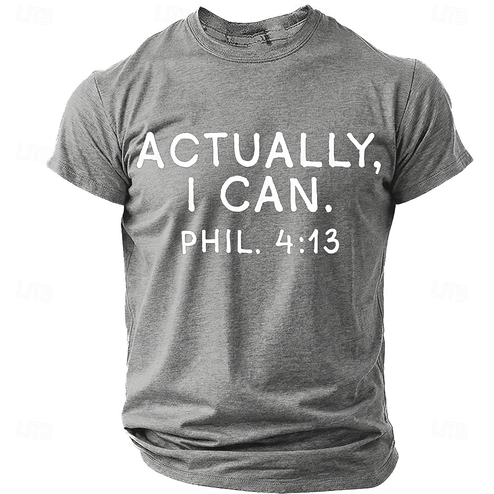 Men's Bible Actually I Can Phil 4 13 Bible Verse Inspirational Christian Faith Motivational T Shirt Graphic Casual Short Sleeve Church Wear Daily Gift Designer Clothing Apparel 2026 - $19.99 –P7
