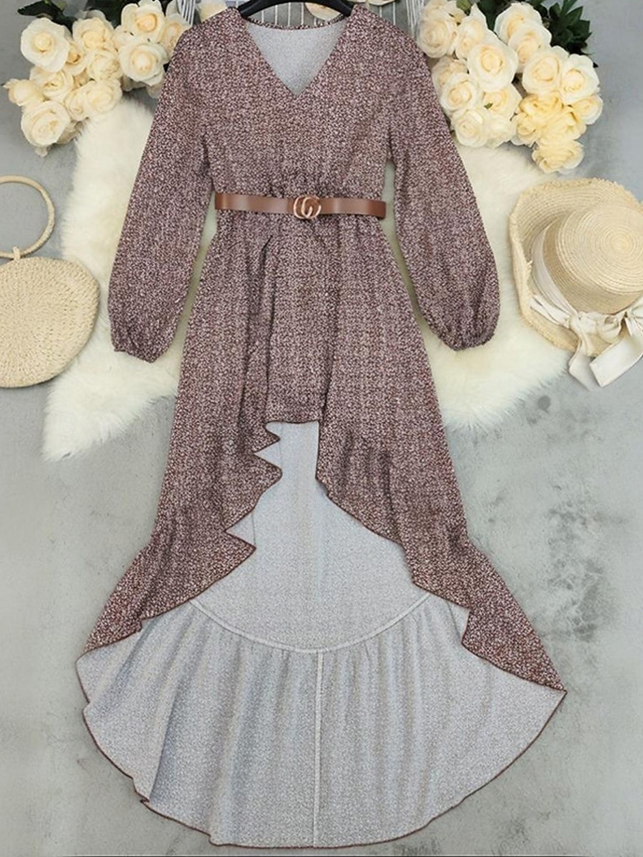Damen Minikleid Boho-Kleid Sommerkleid Freizeitkleid Elegant Mode Western Outdoor Urlaub Ausgehen Normale Passform Blumen Langarm V Ausschnitt Rote Frühling Herbst 2026 - $39.99 –P2