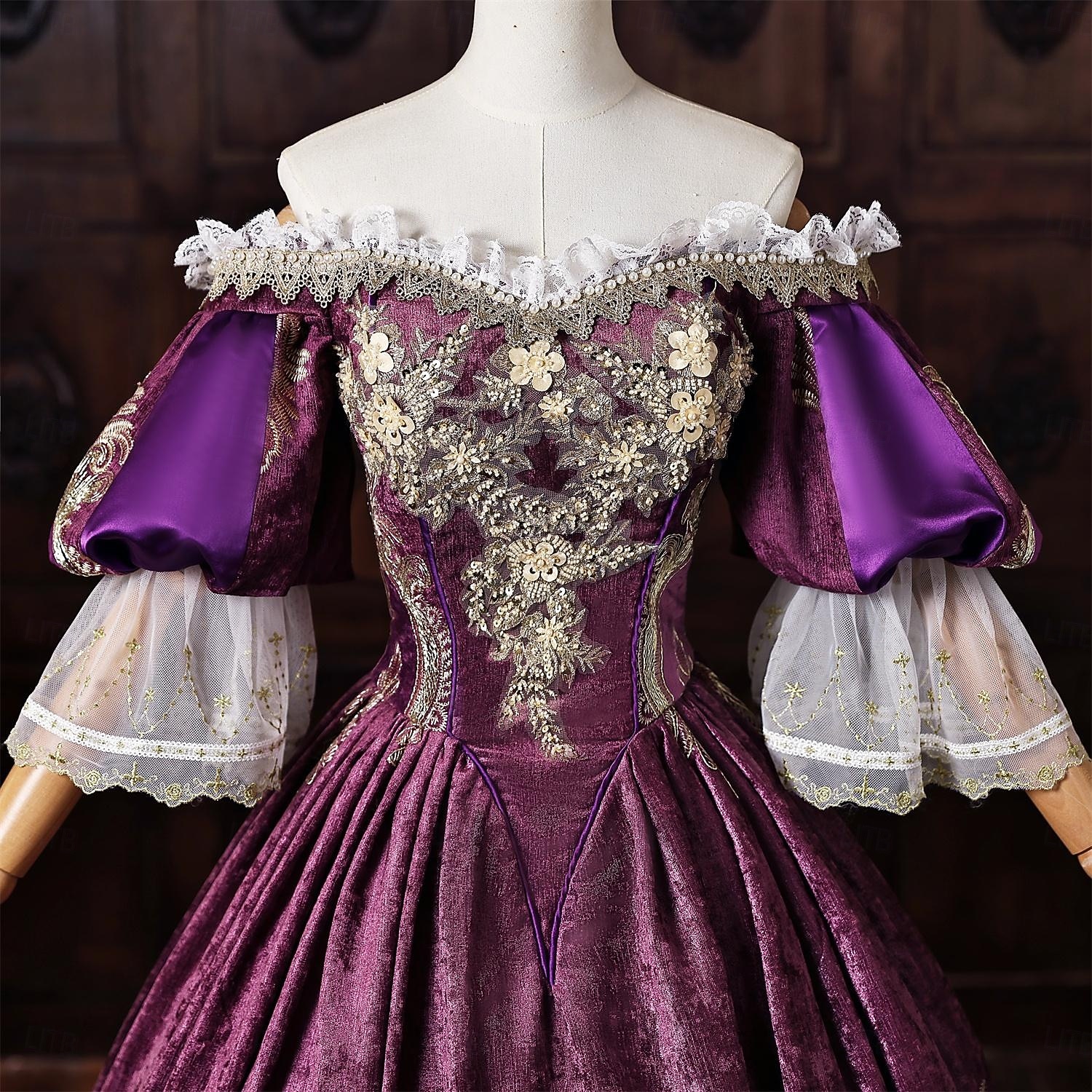 short purple victorian dress Purple [Layered Blackcurrant] Short Sleeves Ruffle Bowknot Lace Sweet Lolita Dress