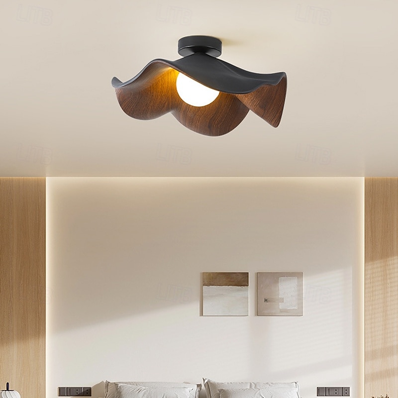 Plafonnier moderne et épuré en forme de feuille de lotus, vis G9, en fer imitation noyer, idéal pour une chambre, une chambre d'enfant, un couloir, un salon ou un balcon. de 2026 ? $133.99 –P2