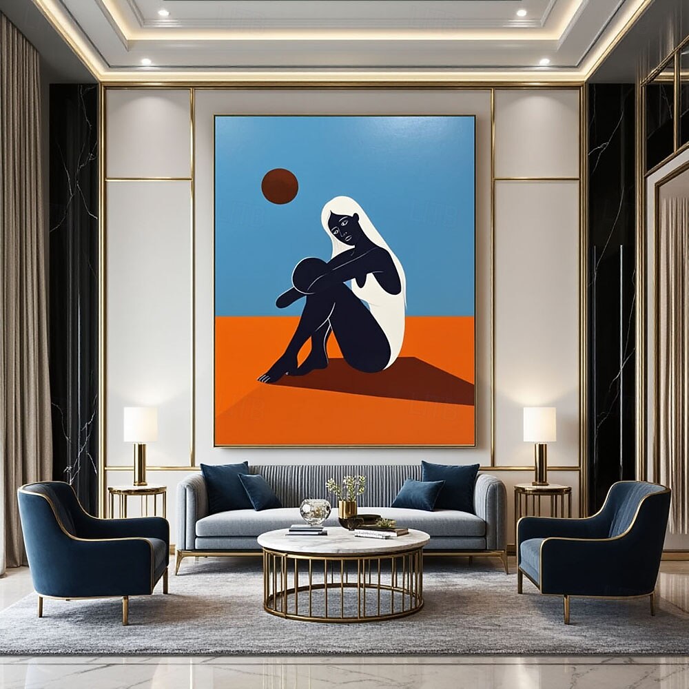 большая абстрактная картина, оригинальная минималистичная картина, абстрактное искусство, картина с изображением чернокожих женщин, синяя абстрактная картина, большая картина с диваном на стену. 2026 - $91.99 –P2
