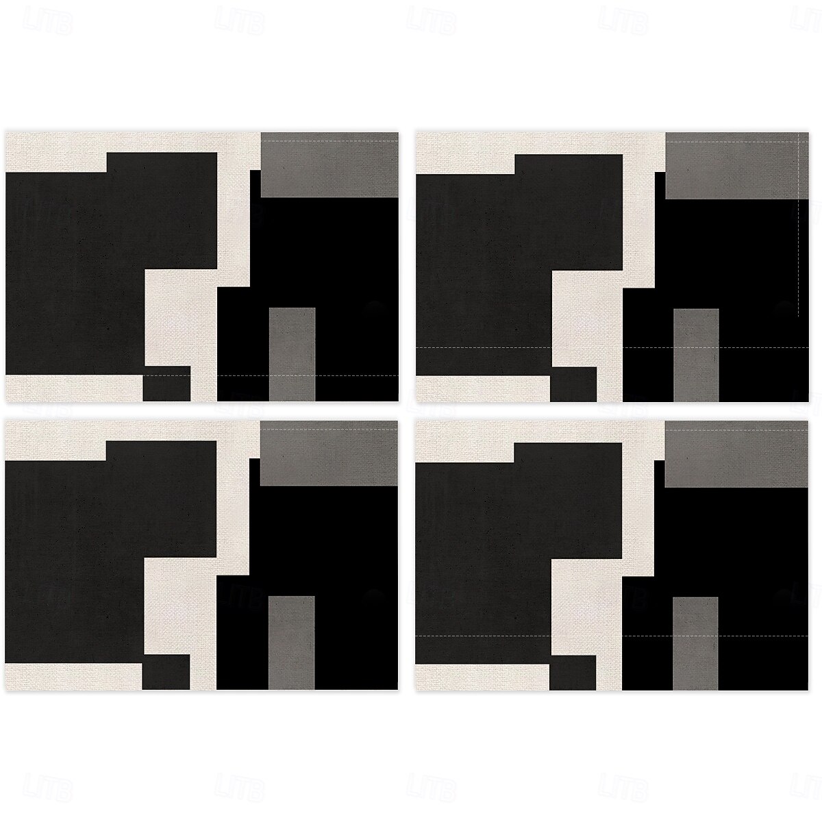 Черно-белая геометрическая салфетка под тарелку, прямоугольная, из 100% полиэстера, с абстрактным геометрическим узором, можно стирать в машине, термостойкая. 2026 - $9.49 –P9