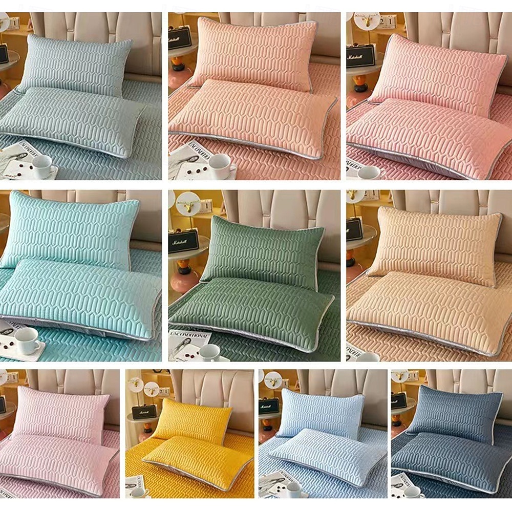 Cooling Pillowcase Quilted Ice Silk Pillow Cover Soft Breathable Bed Pillow Protector for Summer Sleeping 2026 - $8.99 –P2