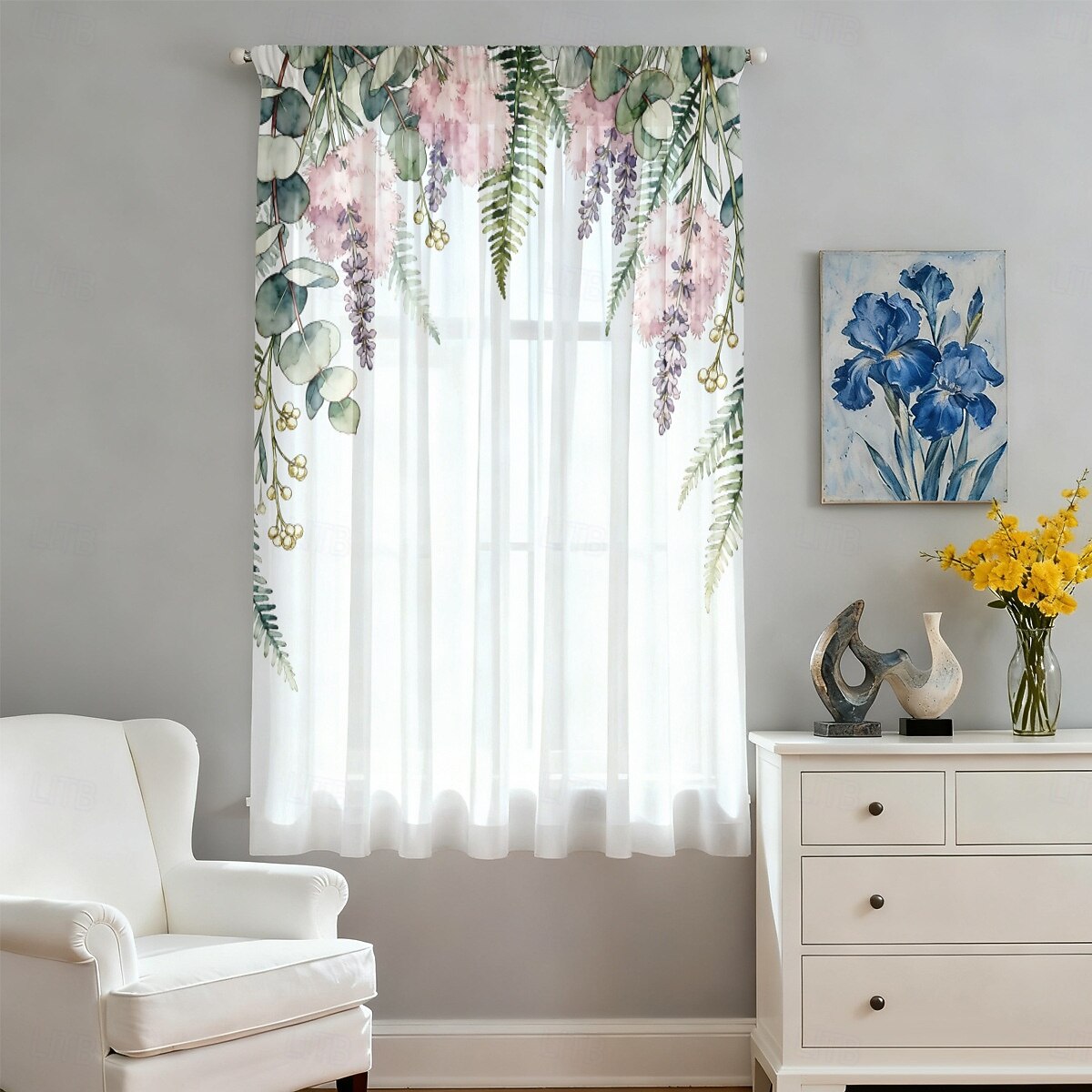 Tenda trasparente per finestre, adatta a tutte le stagioni, per camera da letto e soggiorno, con asta, motivo floreale dipinto a inchiostro, effetto morbido e nebbioso, elegante e leggera. del 2026 a $14.49 –P5