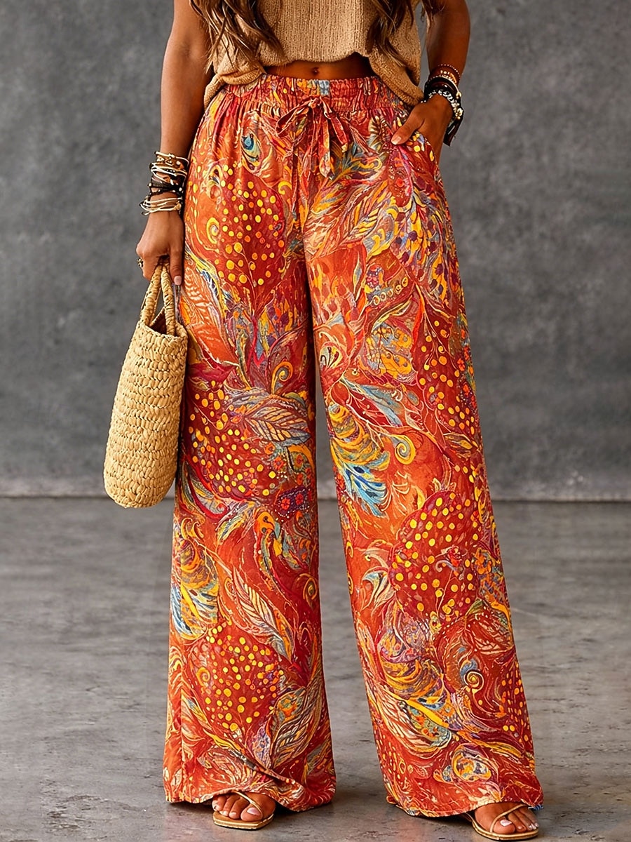 Per donna Culotte Gamba Larga Gamba larga Chinos Vacanza Vintage Stile Etnico Lunghezza intera Vita Alta Floreale Grafico Coulisse Stampa Asciugatura Rapida Traspirabilità Morbido Inelastico Casuale del 2026 a $44.99 –P2