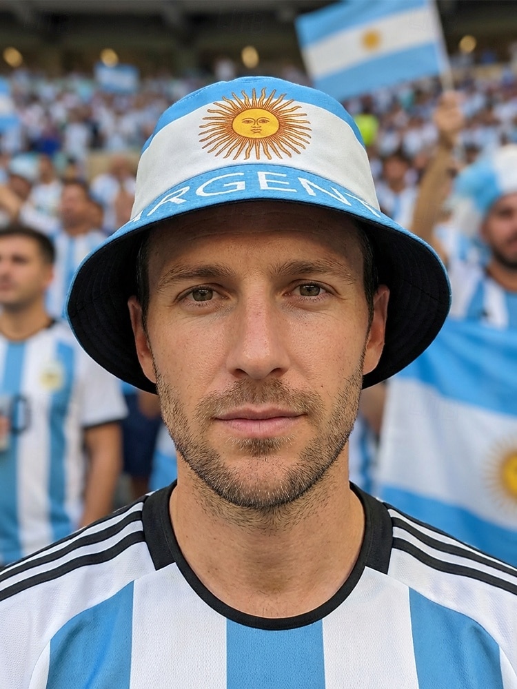 Pánská oboustranná polyesterová čepice, potisk argentinské vlajky, lehká fotbalová čepice na zápas, pro fanoušky, pro volnočasové sporty, pro outdoorové nošení 2026 - $11.99 –P2