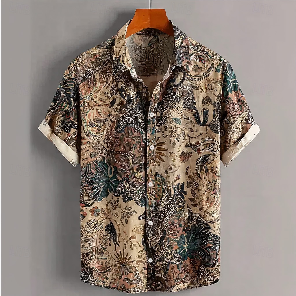 Men's Floral Print Bohemian Flowers Shirt Summer Shirt Button Up Shirt Short Sleeve Vintage Retro Casual Daily Holiday Summer Spring Turndown 3D Print Collared Shirts Blue Purple Khaki 2026 - $25.99 –P1
