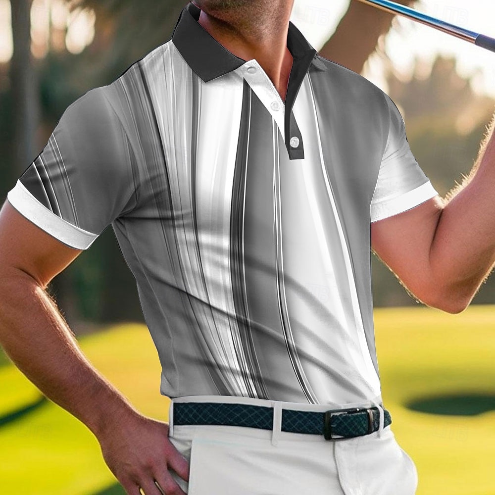 Bărbați Golf Γραμμή Tricouri polo sport Manșon scurt Tricouri de polo Cămăși cu guler Casual Îmbrăcăminte Atletică Imprimare 3D Nasturi Material Plasă care Respiră Primavara vara Albastru piscin 2026 - $22.99 –P4