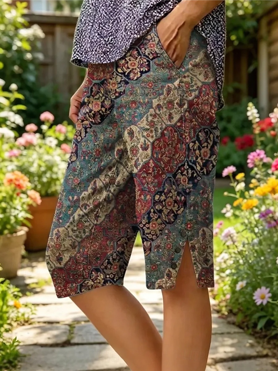 Femmes Bermuda Pantalon capri Leggings Vacances ancien style grand-mère côtier Longueur mollet Taille Moyenne Fleuri Graphique Imprimé Confort Non Elastique Quotidien Extérieur Rue Vert translucide de 2026 ? $31.99 –P2