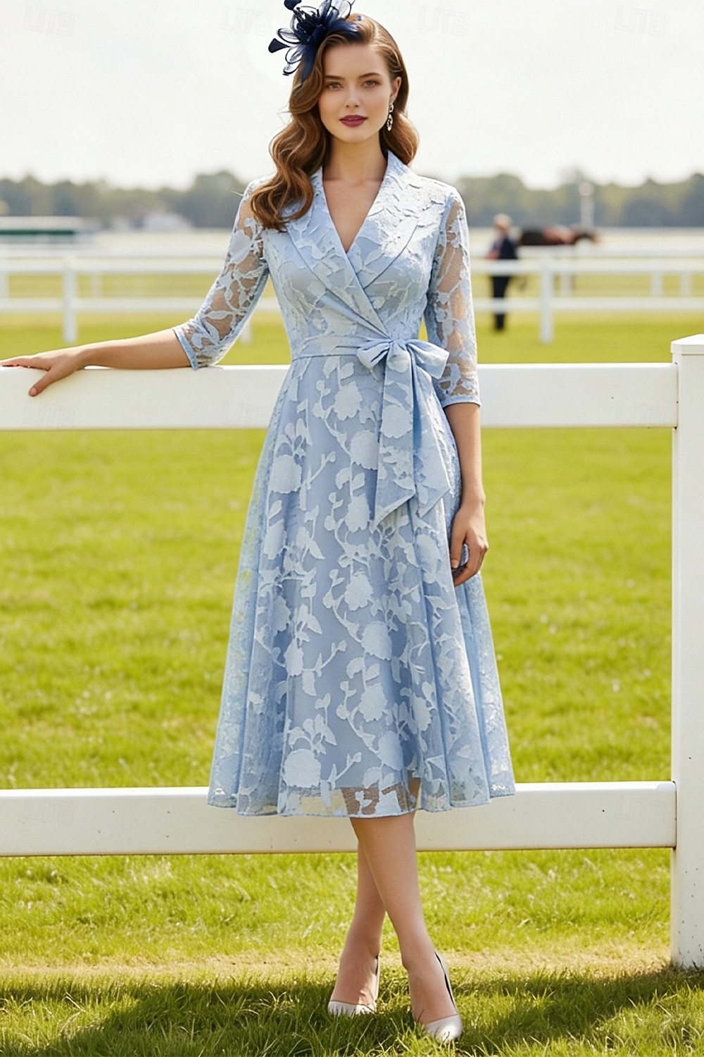 A-Line Tea Length Blazer Dress Formal Dresses Mother of the Bride Dress Long Sleeve Shirt Collar Elegant Vintage Formal Wedding Guest Kentucky Derby Chiffon Satin Jacquard with Bow(s) Pleats Flower 2026 - $156.99 –P1