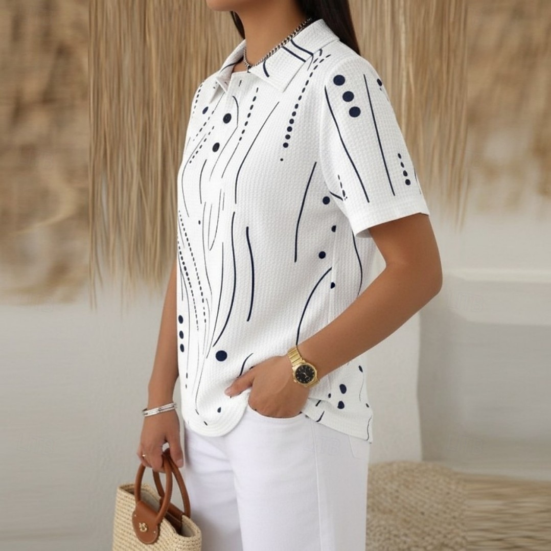 Damen Hemd Waffel-Poloshirts Sommeroberteile Grafik Geometrisch Tupfen Vintage Stilvoll Ärmellos Umlegekragen Normale Oberteile Strandhochzeit Lässig Täglich Blau Weiß Rosa Grün Sommer Frühling Herbst 2026 - $24.99 –P5