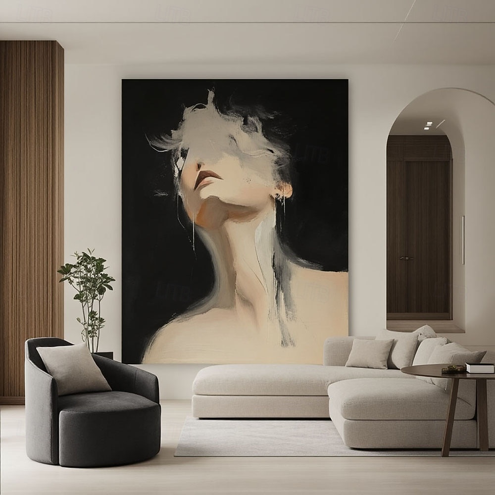 100% Handpainted Original Vague Texture Girl Wall Art Abstract Figure ...