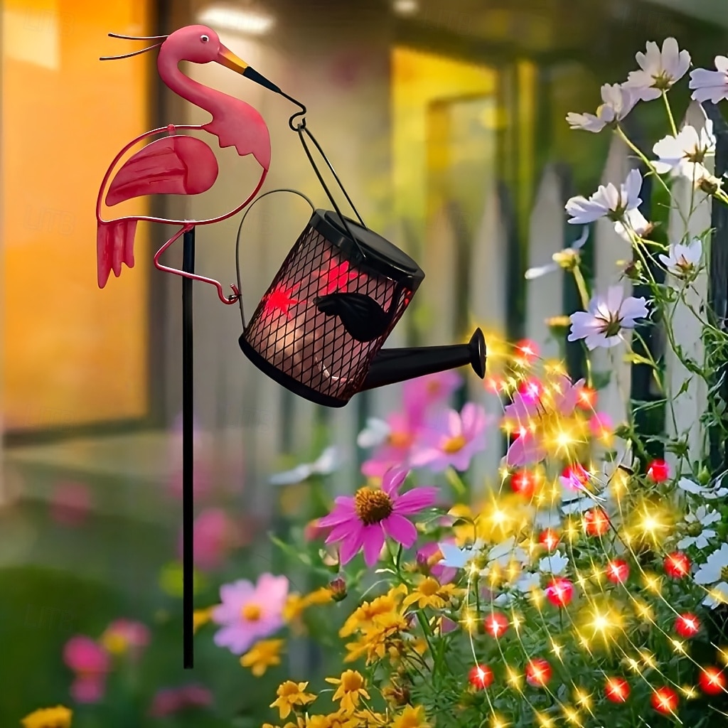 Arrosoir flamant rose solaire étanche en fer, lampe LED à effet fluide, lampe décorative à piquer pour jardin, cour, allée, pelouse, terrasse – éclairage paysager d'ambiance estival de 2026 ? $23.99 –P2