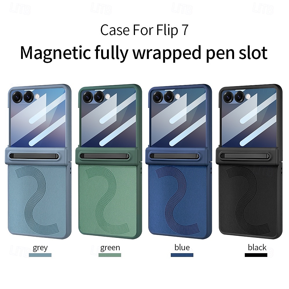 Phone Case For Samsung Galaxy Z Flip 7 Z Flip 6 Back Cover with Screen Protector PU Leather 2026 - $29.99 –P3