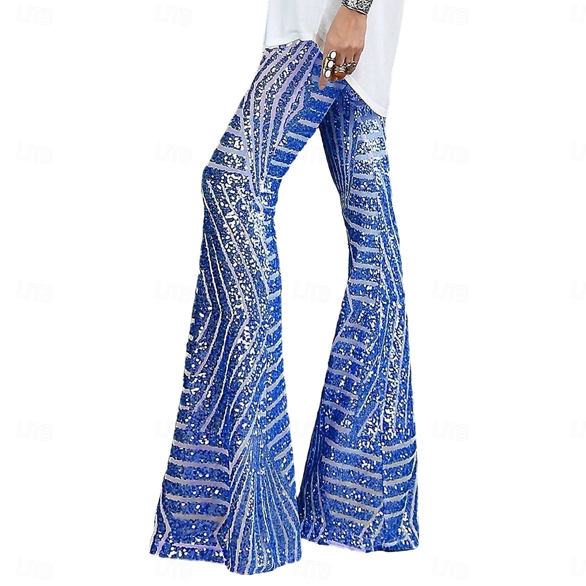 Retro Antiguo Disco Años 80 Pantalones Pantalones acampanados Disco Lentejuelas Arte deco Disfraz Mujer Víspera de Todos los Santos Carnaval Discoteca Festival de Música Fiesta Adulto Pantalones 2026 - $53.99 –P4