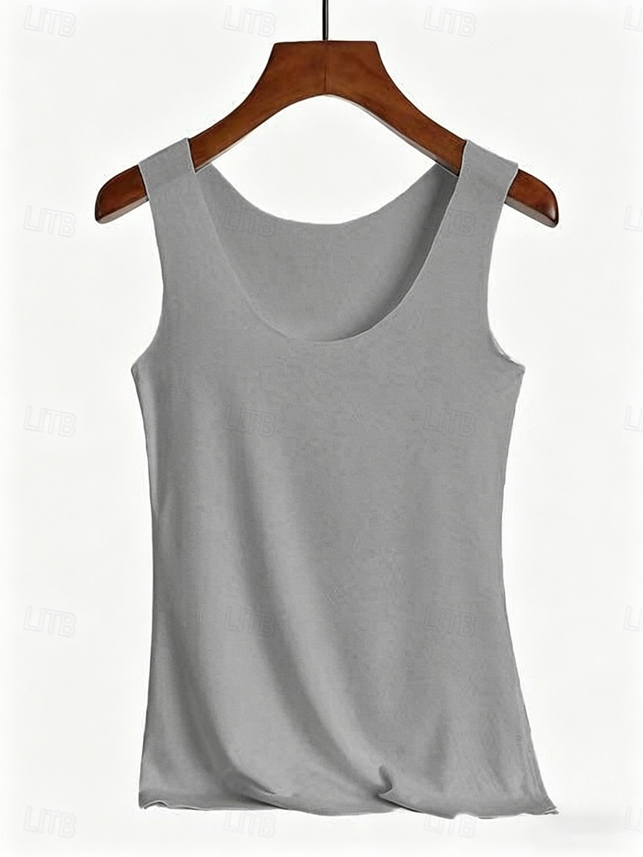 Women's Tank Top Sleeveless Shirt Tee Top Solid Color Fashion Stylish Classic Sleeveless Crew Neck Regular Tops Daily Going out Weekend Blue Apricot pink Black White Pink Summer Spring 2026 - $4.49 –P3