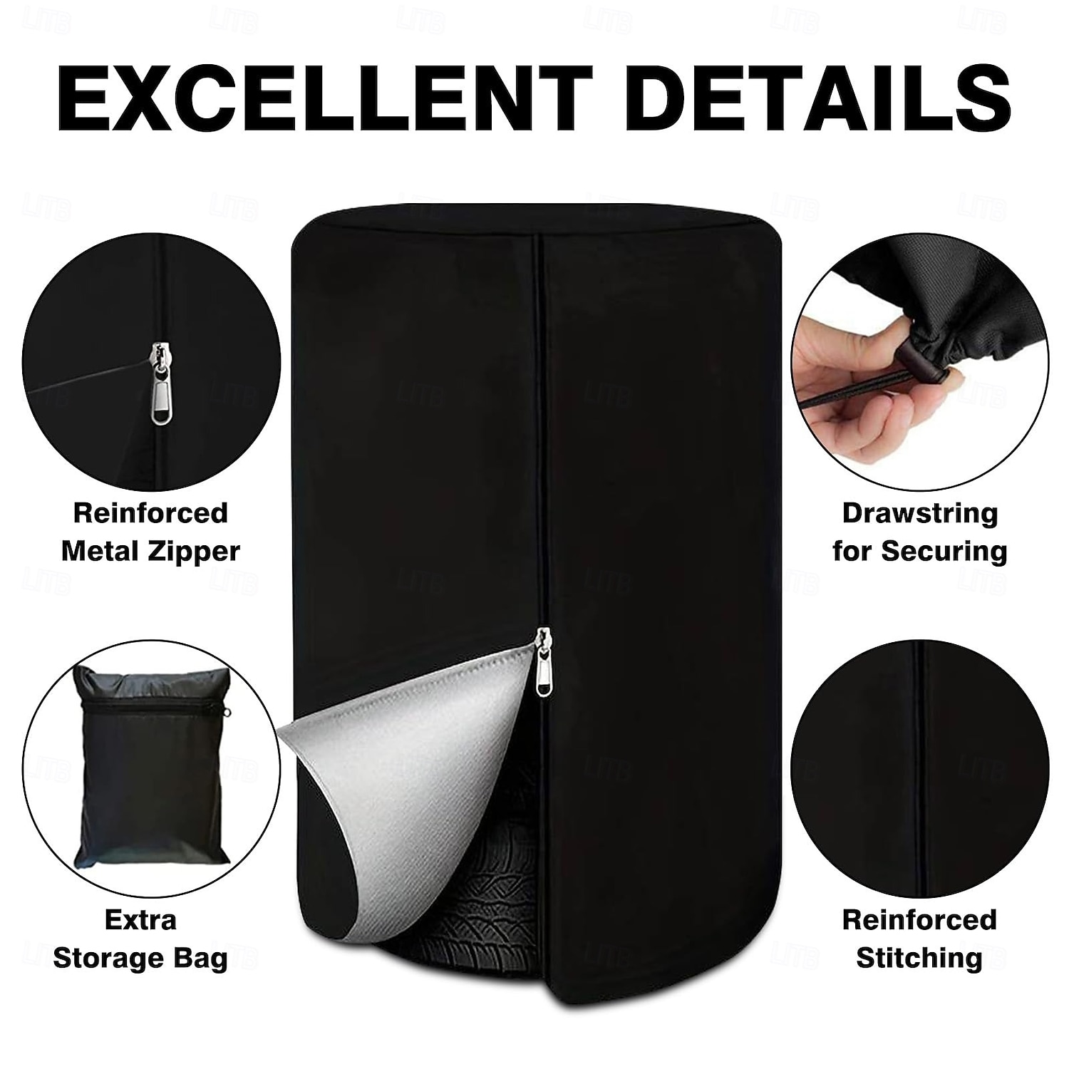 Capas para armazenamento de pneus, capa grande para pneus de inverno, impermeável, com bolsa de armazenamento prática, capa resistente às intempéries para empilhar pneus (comporta 4 pneus, diâmetro de de 2026 por $18.99 –P2