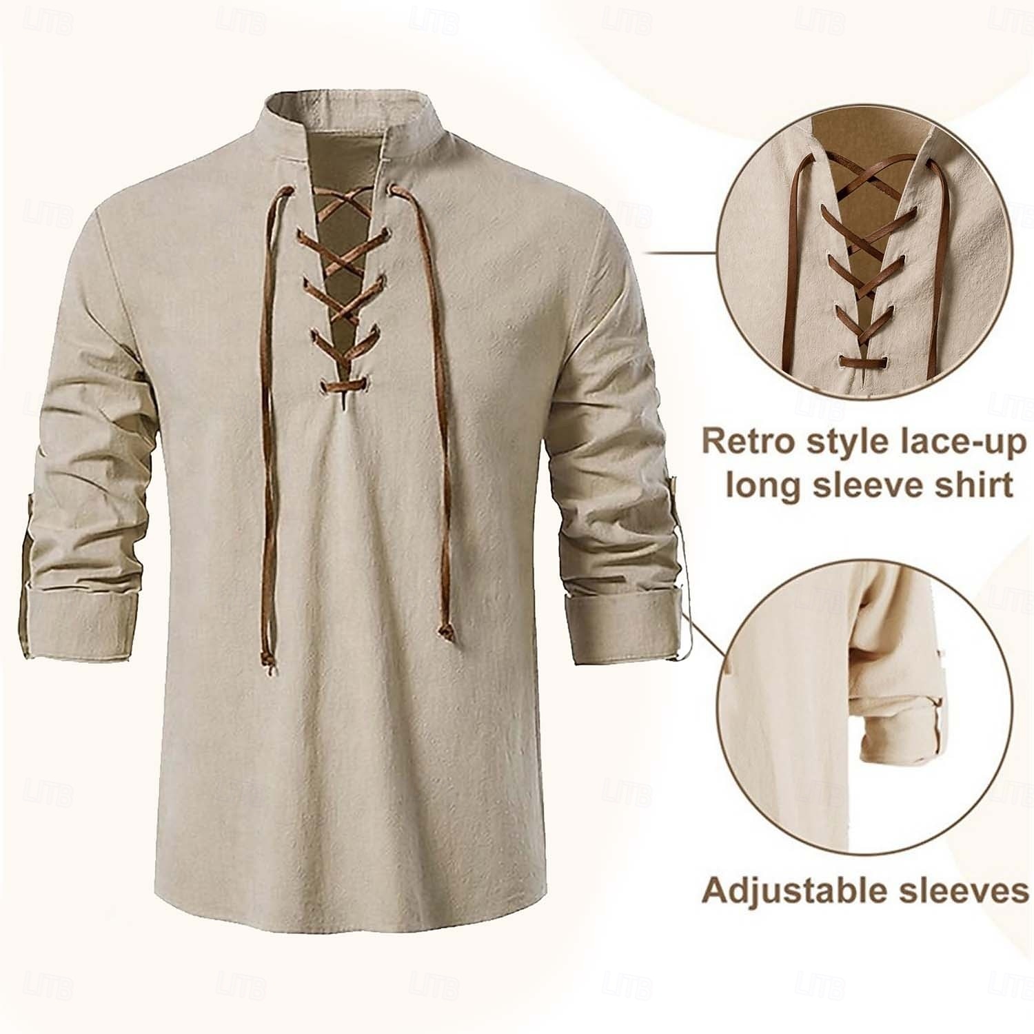 Set Middeleeuws Renaissance Outfits Fancy kostuum Krijger Vikingen Kostuum Voor heren Viking Halloween Carnaval Prestatie LARP Ren Faire Volwassenen Zomer Lente 2026 - $62.14 –P2