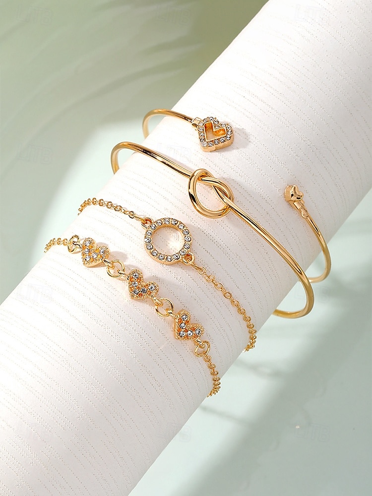 Set di 4 bracciali da donna in lega, stile bohémien, impilabili, perfetti per le vacanze al mare, l'uso quotidiano e gli outfit estivi. del 2026 a $7.99 –P3