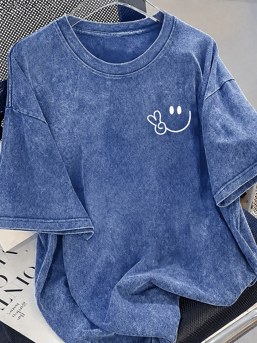 Pentru femei 100% Βαμβάκι Tricou Cămașă din bumbac Topuri cu spălare vintage Simplu Epocă Modă Stilat Manșon scurt Stil Nautic Rotund Topuri obișnuite Casual Zilnic Ieșire Albastru piscină Gri și Alb 2026 - $29.99 –P13