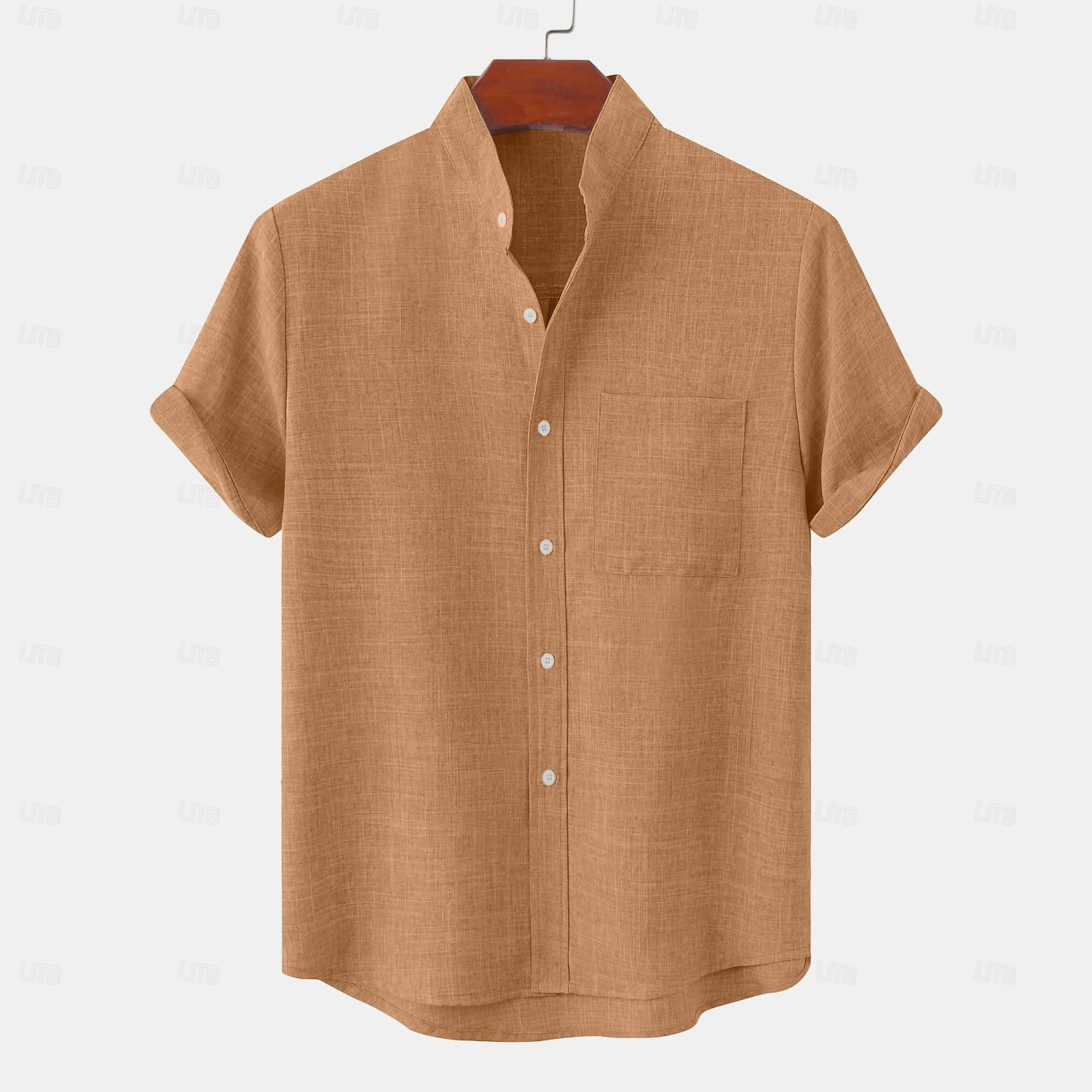 Hombre Camisa de lino Camisa casual Camisa con cuello mao Plano Playa Vacaciones Negro Blanco Amarillo Rosa Manga Corta Henley Primavera verano Ropa Bolsillo delantero 2026 - $9.99 –P15