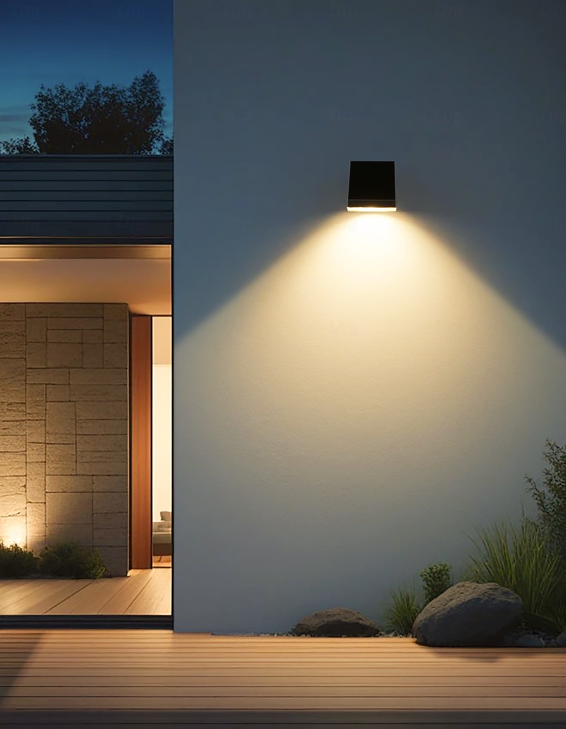 2 stk. utendørs solcelledrevne IP65 vanntette LED-vegglamper med bevegelsessensor, vaskelys for hage, terrasse, gårdsplass, gjerde, trapper, veranda, terrasse, dekorativ utendørs LED-belysning med 2026 - $41.99 –P2