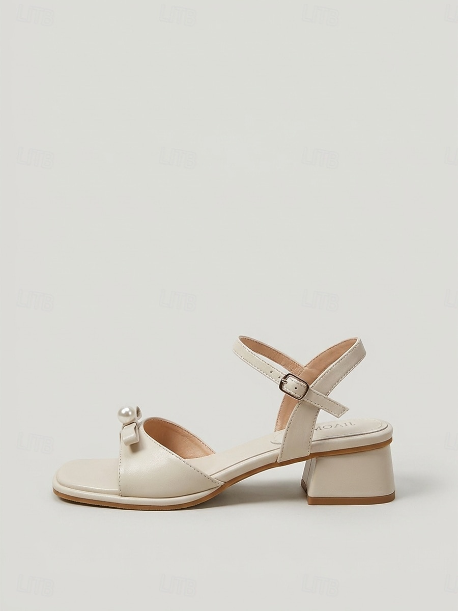 Γυναικεία νυφικά σανδάλια με ιβουάρ τακούνι – κομψά νυφικά παπούτσια με ανοιχτή μύτη και λουράκι στον αστράγαλο για νύφες που γιορτάζουν τον γάμο τους στον κήπο 2026 - $36.99 –P5