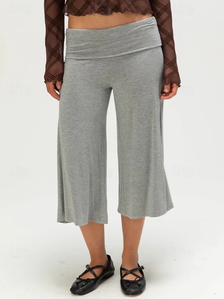 Mujer Pantalones Capri Leggings cómodos Vacaciones Básico Medio corto Alta cintura Comodidad Alta elasticidad Diario Negro Gris Verano Primavera Holgado 2026 - $25.99 –P1