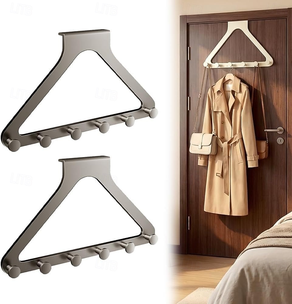 خطافان للتعليق فوق الباب، خطافات لتعليق المناشف، رفوف مناشف للحمام مع 6 خطافات للمعاطف، مستلزمات أساسية لحمام السكن الجامعي 2026 - $19.99 –P2