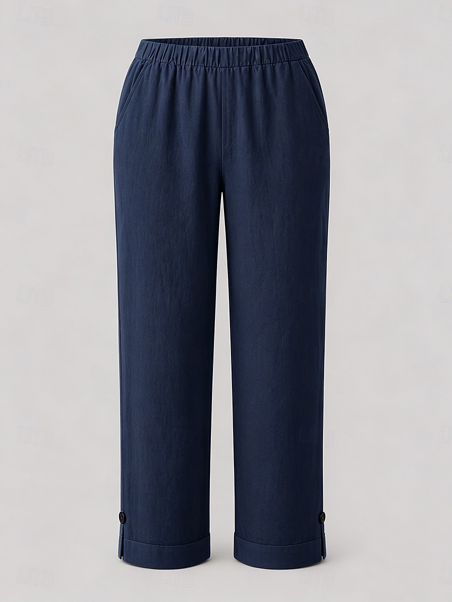 Femmes Pantacourt Chino Longueur cheville Naturel Couleur Unie Avec Poches Confortable Non Elastique Décontracté Quotidien Noir Blanche Rose Claire Vert foncé Printemps Automne Coupe Ample de 2026 ? $19.99 –P9