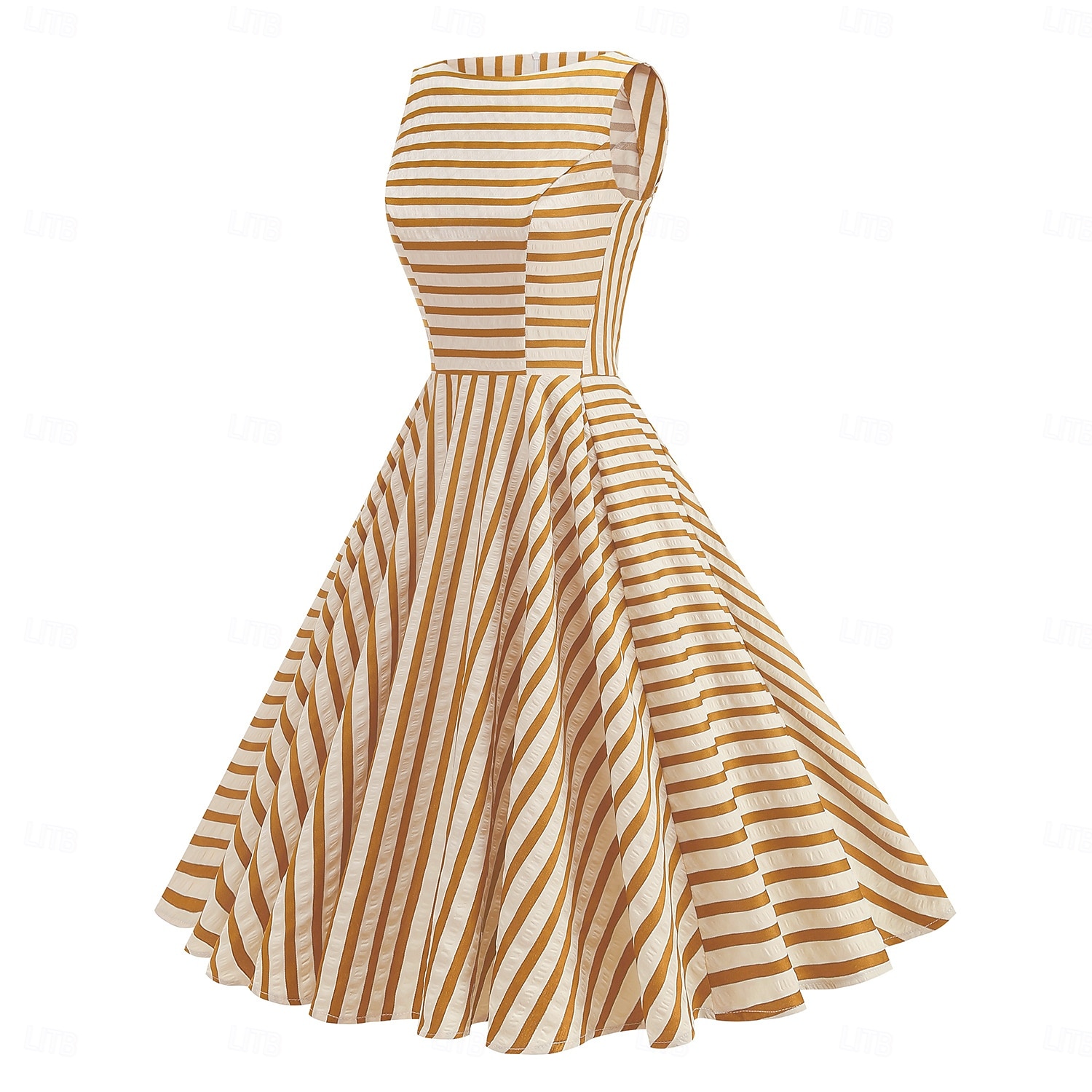 1950s Retro Vintage Midi Dress Swing Dress Flare Dress Sleeveless Striped Fit & Flare Swing Round Neck Fancy Dress Women's Carnival Casual Party Dailywear Adults' Dress Spring & Summer 2026 - $47.99 –P8