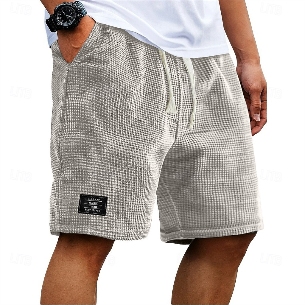 Муж. Вафельные шорты Летние шорты Пляжные шорты Повседневные шорты Кулиска Эластичная талия Сплошной цвет Комфорт Длина колена Повседневные на открытом воздухе Уличная одежда Отпуск Мода 2026 - $21.99 –P4