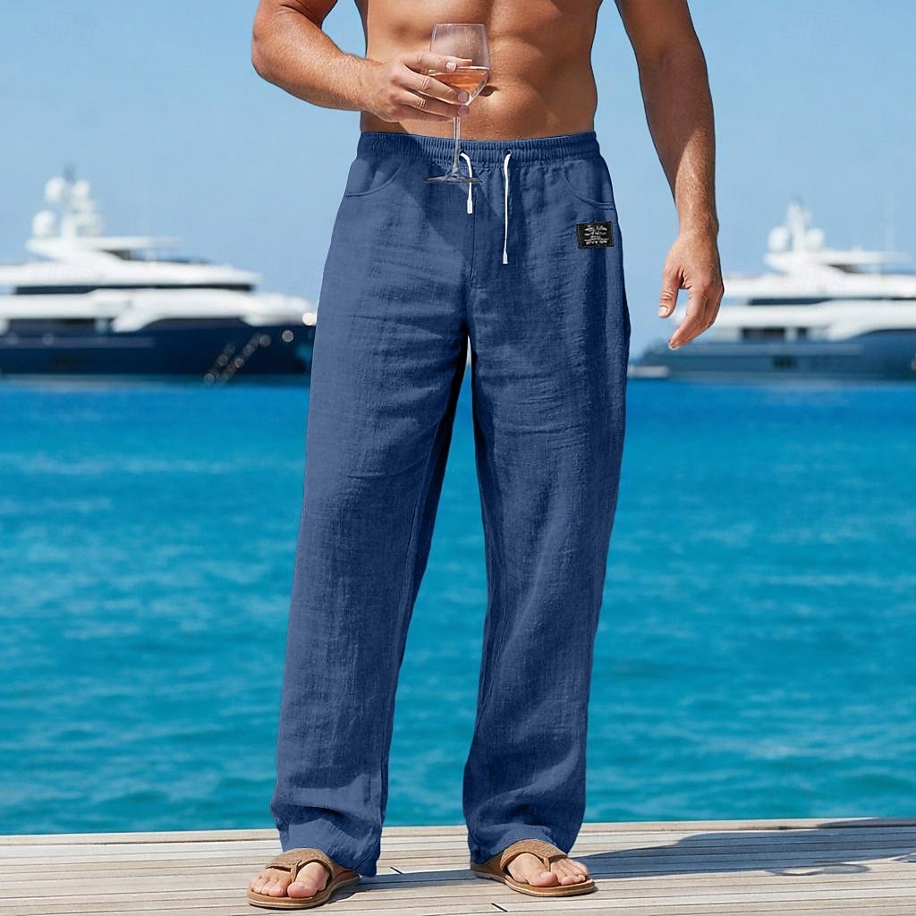 Per uomo Pantaloni di Lino Pantaloni Pantaloni Estivi Pantaloni Larghi Pantaloni da Spiaggia Elastico in vita Gamba Dritta Semplice Comodità Traspirante Lunghezza intera Casuale Quotidiano All'aperto del 2026 a $27.99 –P4