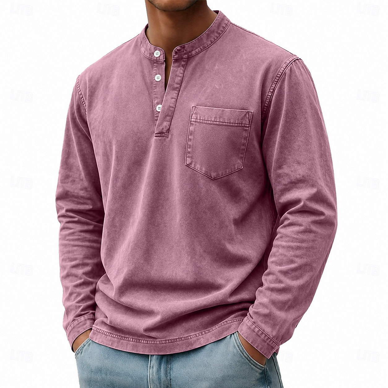 Homme Chemise Henley Chemise 100% coton délavée à l'acide T-shirt manche longue Vintage Rétro Vintage Occasionnel Le style rétro Lavé Henley Occasionnel Printemps Automne Toutes saisons Marron fonc de 2026 ? $31.99 –P16
