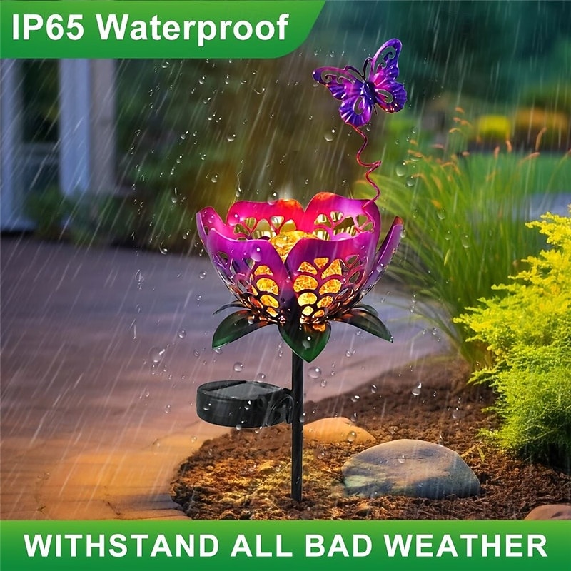 Buitenverlichting op zonne-energie in de vorm van een tulp, IP65 waterdicht, metalen bloem, ideaal voor de decoratie van binnenplaatsen, tuinen en paden, tuinornament op zonne-energie, gazondecoratie, 2026 - $23.99 –P9