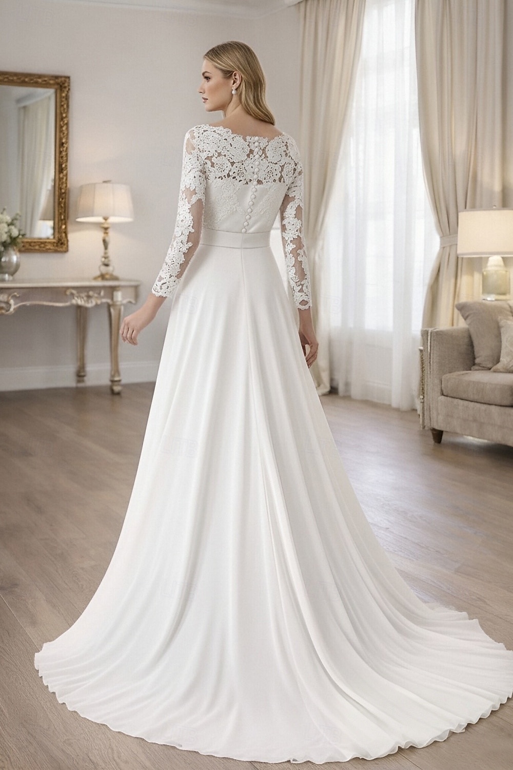 Ολόσωμη φόρμα Μακρύ Φορεματα για γαμο Απλός Καθημερινό Μακρυμάνικο Λαιμός ψευδαίσθησης Δαντέλα Ύφασμα Stretch με Ζωνάρια / Κορδέλες Κρυστάλλινη λεπτομέρεια Διακοσμητικά Επιράμματα 2026 - $183.99 –P2