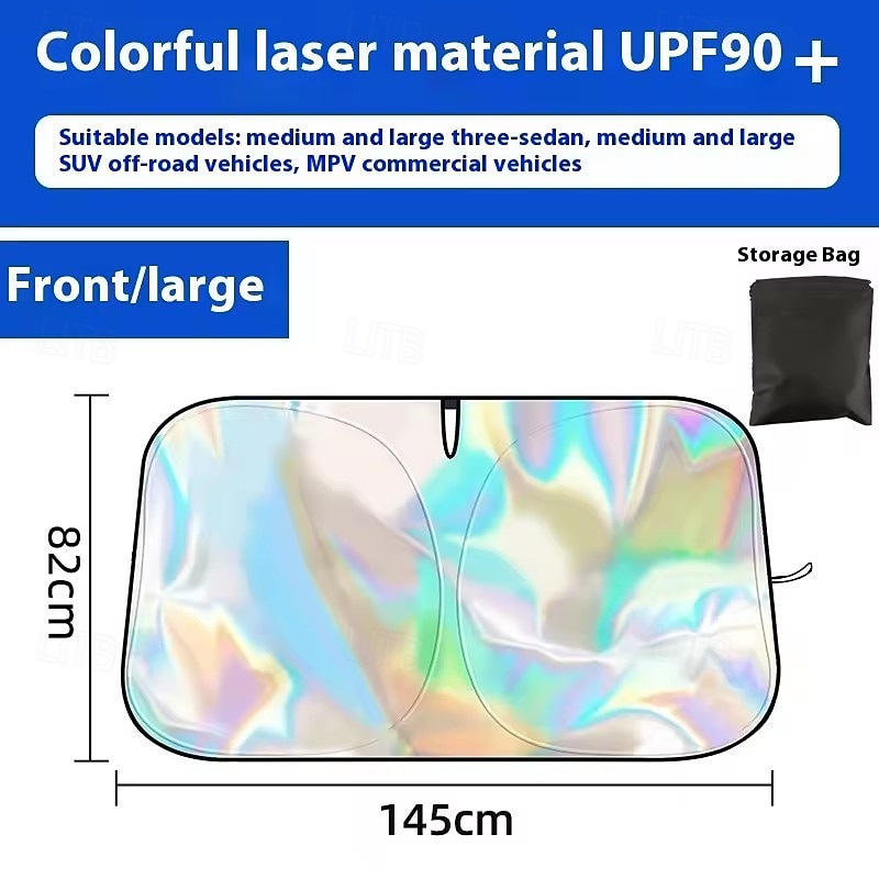 Para-sol holográfico refletivo a laser para para-brisa de carro, com proteção UPF 50+, bloqueia raios UV. &Protetor térmico, universal, compatível com a maioria dos carros, SUVs e caminhonetes, de 2026 por $15.99 –P4