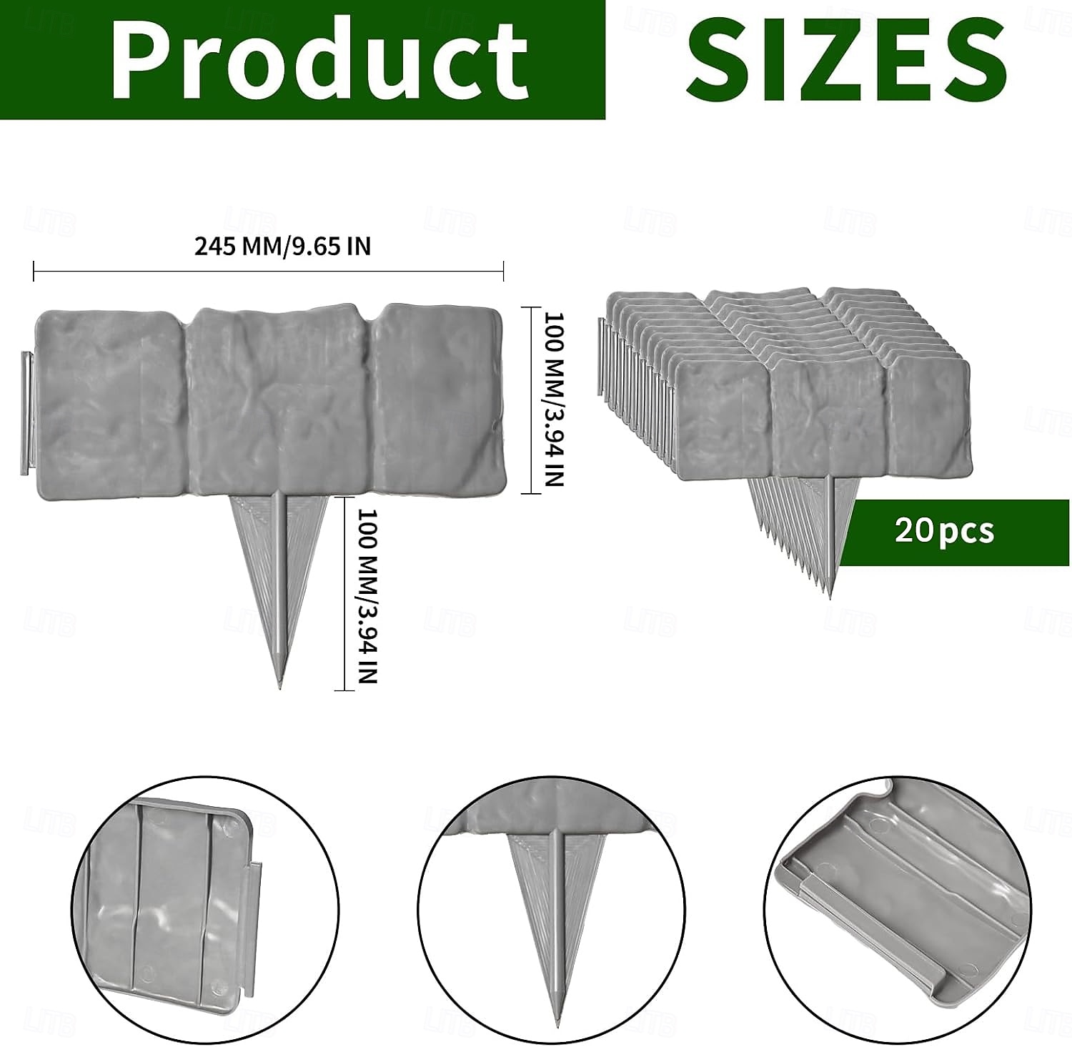 20 Pcs Faux Stone Garden Edging Border Imitation Fence DIY Garden Edging Border No Dig,16 ft Lawn Edging for Landscaping,Plastic Fencing Lawn Border,Imitation Stone Fence for DIY Outdoor Patio 2026 - $25.99 –P1
