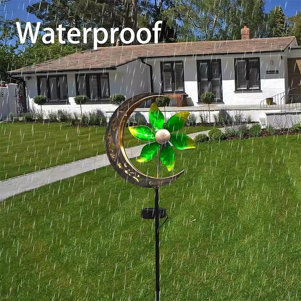 Solar Moon Wind Spinner Metal Garden Stakes Outdoor Decor Yard Spinners Pinwheels Waterproof Landscape Path Lighting Ornament 1pc 2026 - $35.99 –P5