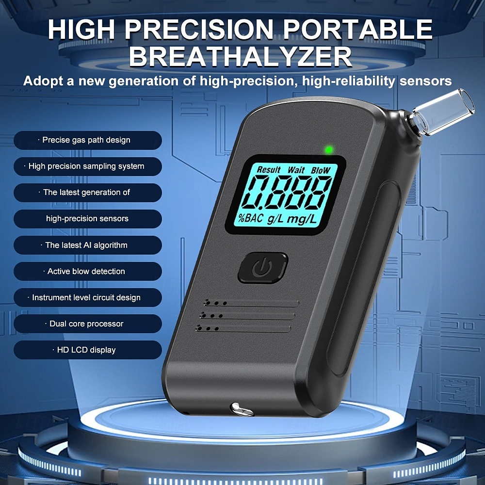 Portable Professional Digital Breathalyzer, High Precision Alcohol Tester for Personal Use, Accurate BAC Results with LCD Display, 3 Units %BAC g/L mg/L (Battery Not Included) 2026 - $29.99 –P5