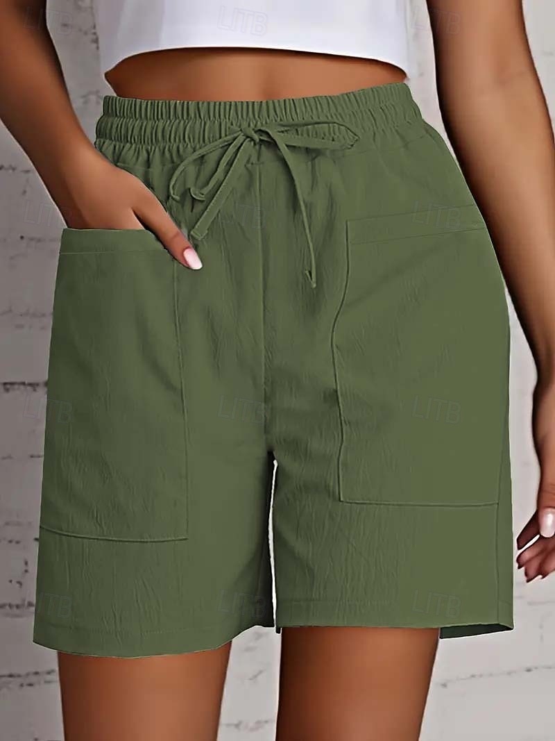 Per donna Bermuda Chinos Shorts Pantaloni Eleganti Vacanza Essenziale Comfort Corto Vita Alta Semplice Coulisse Comodità Elasticizzato Quotidiano Casual Quotidiano Blu Rosso Aalbicocca Nero Estate del 2026 a $20.99 –P6