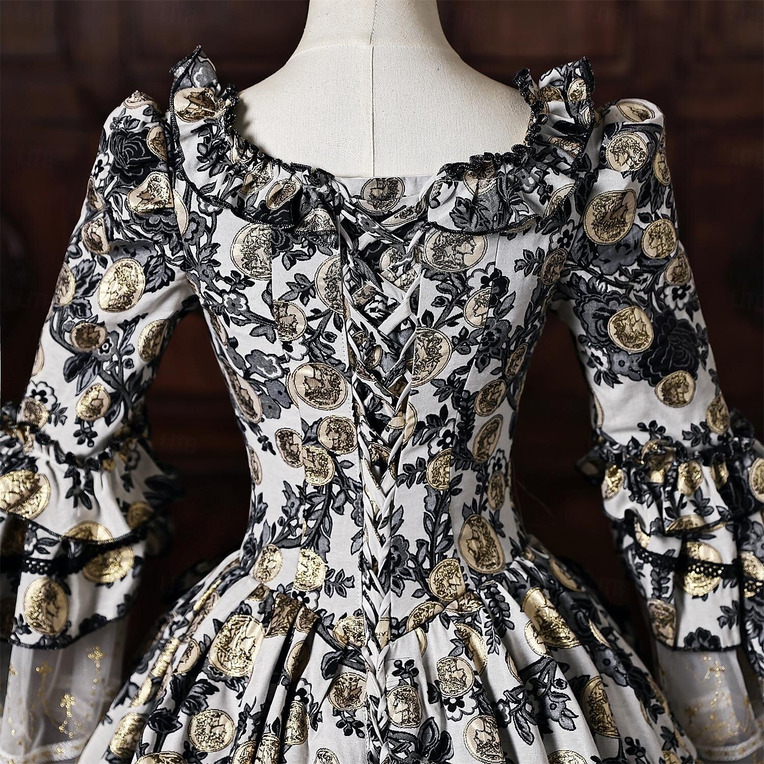 Rococo Baroque Ball Gown Floor Length Dress Ball Gown Short Sleeves Princess Bridal Lace Floral Ball Gown Square Neck Fancy Dress Women's Royal Halloween Carnival Masquerade Prom Tea Party Party 2026 - $344.79 –P6