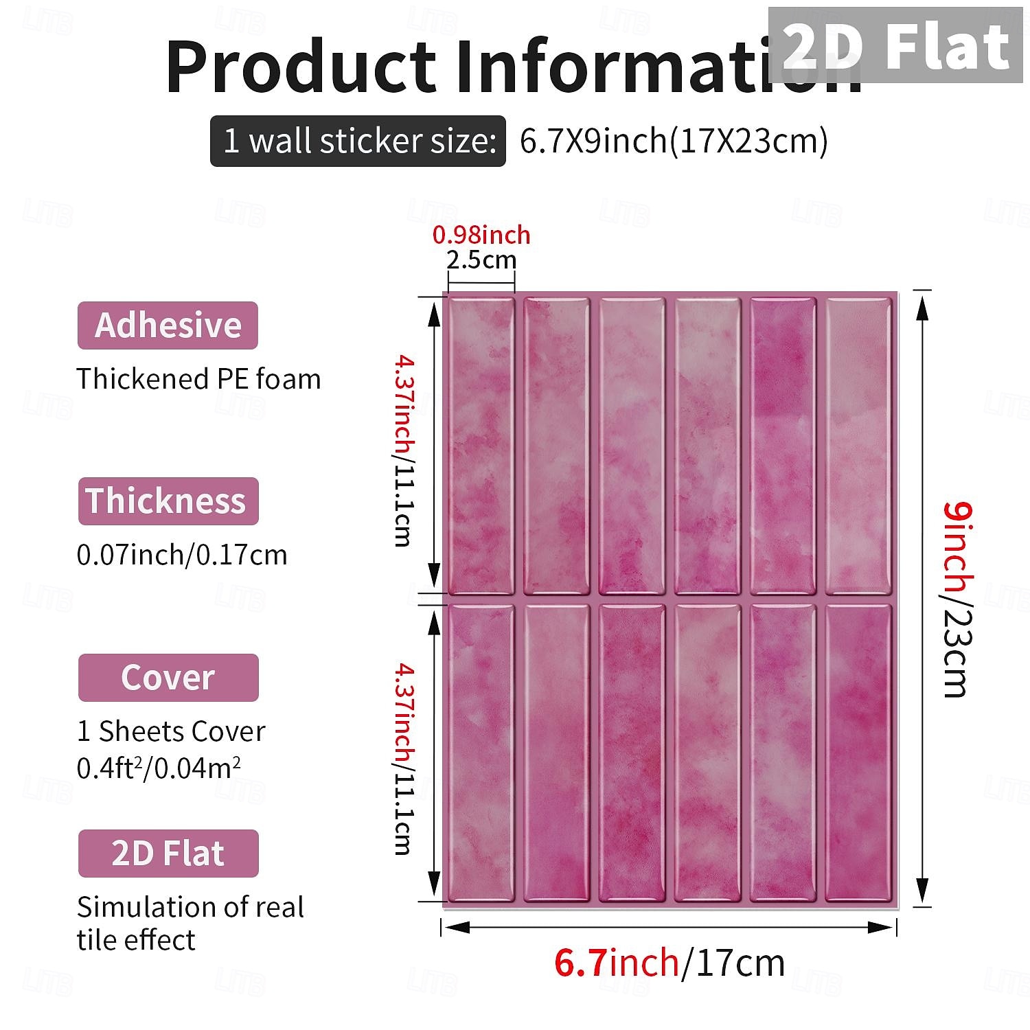 10PCS 17x23cm Peel and Stick Thick Pink Purple Mosaic Pattern PVC Wall Stickers, American Vintage Style Self-Adhesive Removable Wallpaper for Renters, for Bedroom Bathroom Cabinet, Easy to Install 2026 - $32.99 –P3