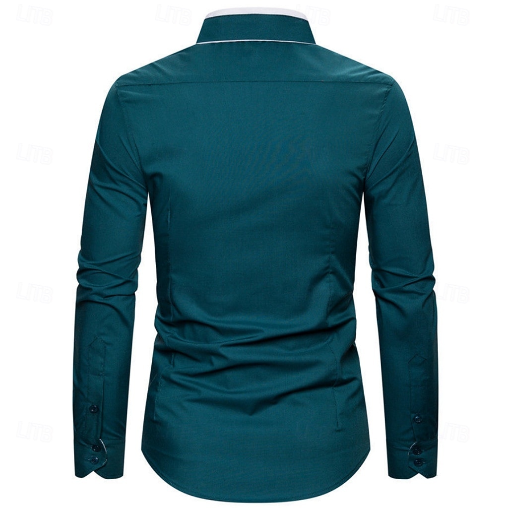 2026年 男性用 シャツ ドレスシャツ ボタンダウンシャツ 純色 アウトドア ビジネス ブルー ブラック ホワイト ピンク 長袖 折襟 夏 春 衣類 ボタン  コレクション – $22.99 –P19