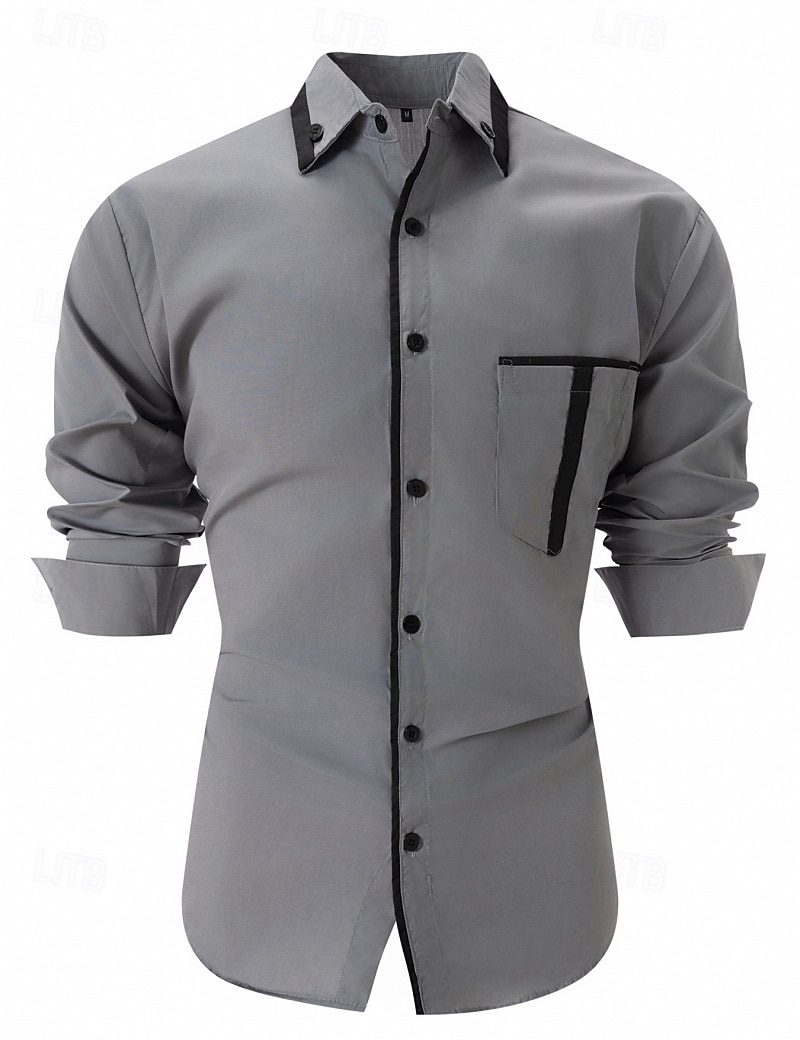 Voor heren Overhemd Button-down overhemd Lapwerk Casual Dagelijks Zwart Wit Rood Marineblauw Lange mouw Strijkijzer Zomer Lente Kleding Zak 2026 - E£1506.04 –P6