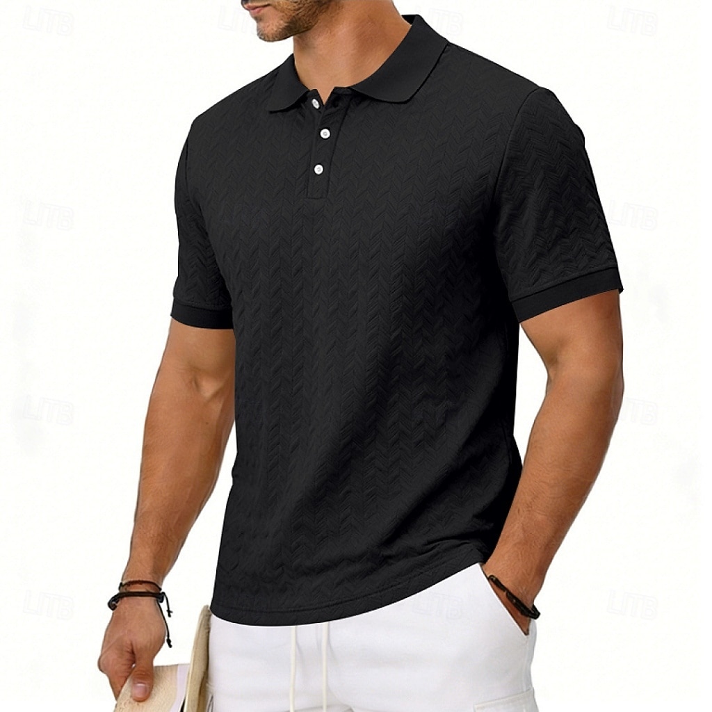Men's Polo Polo Shirts Casual Street Lapel Short Sleeve Basic Modern Plain Lightweight Buttons Summer Spring Regular Fit Black White Khaki Dark Grey Army Green Polo 2026 - $21.99 –P16