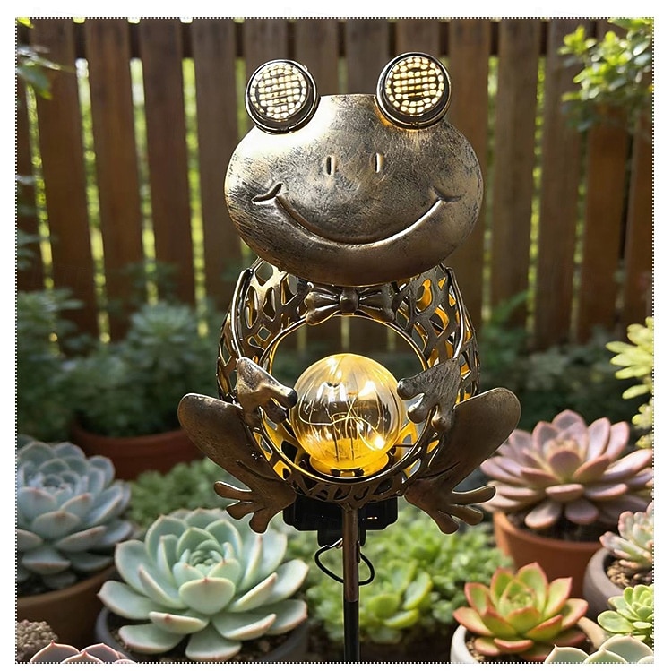 Lampada solare da esterno impermeabile a LED creativa a forma di rana con paletto in ferro, ideale per giardino, cortile, vialetto, prato e illuminazione paesaggistica per ville. del 2026 a $26.99 –P1