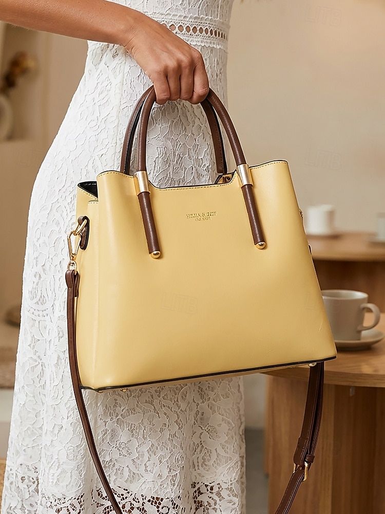 Bolso de mano elegante para mujer, de piel sintética, disponible en varios colores, con correa ajustable para el hombro, ideal para el uso diario, para ir al trabajo, para viajar y para reuniones 2026 - $29.99 –P1