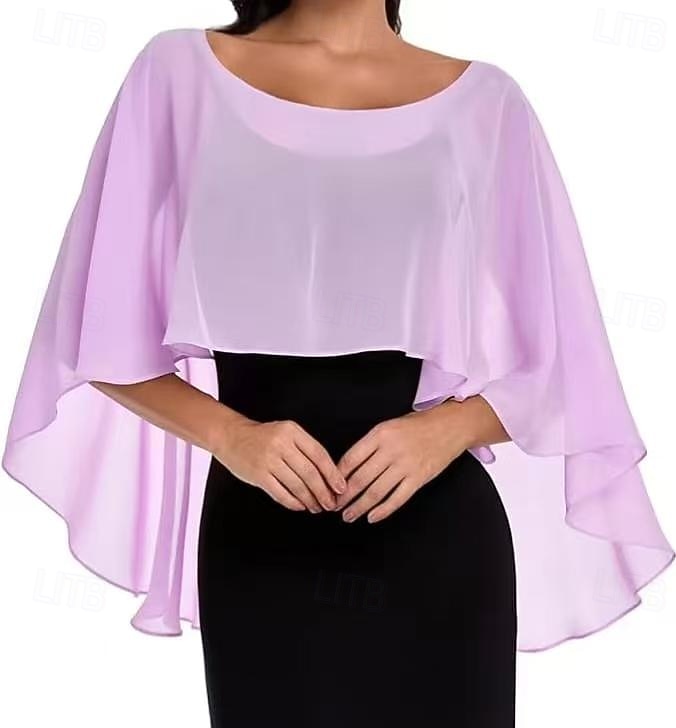 Damesomslag Bolero Moeder Wraps Bruids Wraps Wraps voor bruiloftsgasten Elegant Dames Formele Stijl Mouwloos Chiffon Bruiloftsomslagen Met Pure Kleur Voor Dagelijks Lente zomer 2026 - $34.99 –P3